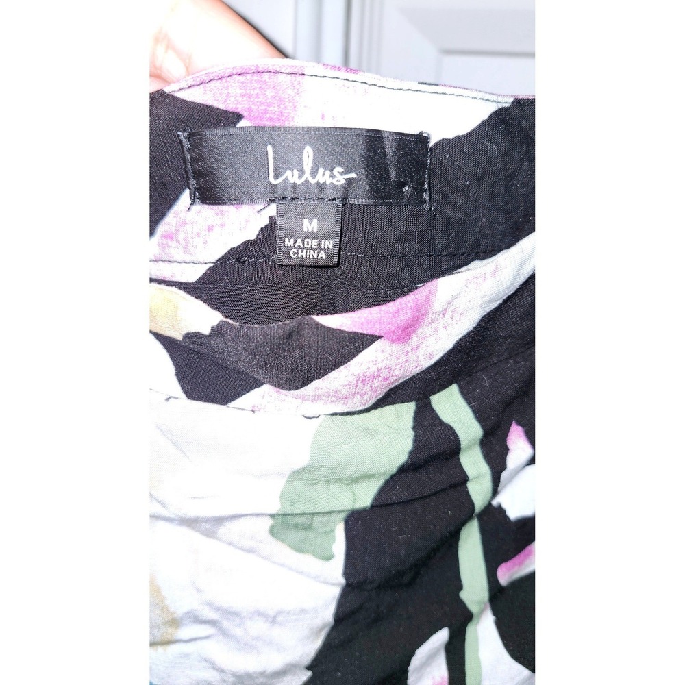 Lulus Black Abstract Floral Wrap Midi Skirt Womens Size Medium Multi Color Print - Picture 2 of 2